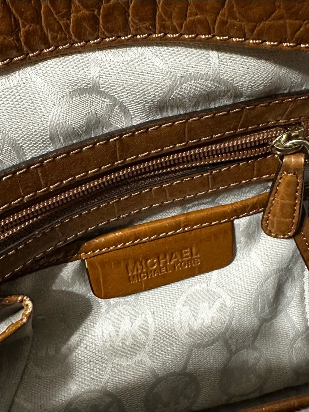 Michael Kors Hamilton Zebra Print Canvas Leather Tote Bag